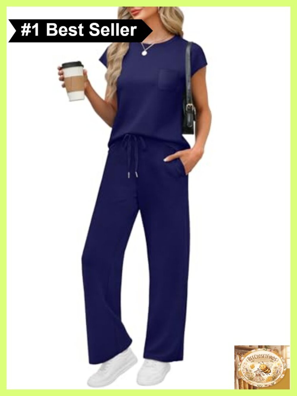 2 Piece Lounge Set Cap Sleeve Top Wide Leg Pants Travel Vacation